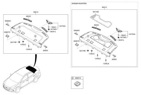 2017 Hyundai Elantra Korean made Rear Package Tray Diagram
