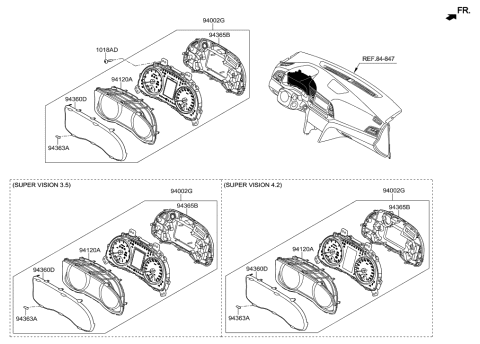 2002 Hyundai Tiburon Cluster Assembly-Instrument Diagram for 94001-F2060
