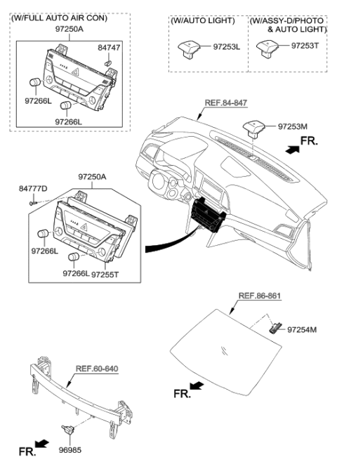 2001 Hyundai Tiburon Heater Control Assembly Diagram for 97250-F2061-KEX