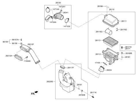 2018 Hyundai Elantra Korean made Air Cleaner Diagram 1