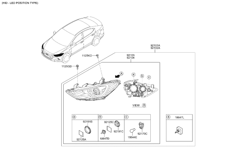 2017 Hyundai Elantra Head Lamp Sub Assembly, Left Diagram for 92103-F2300