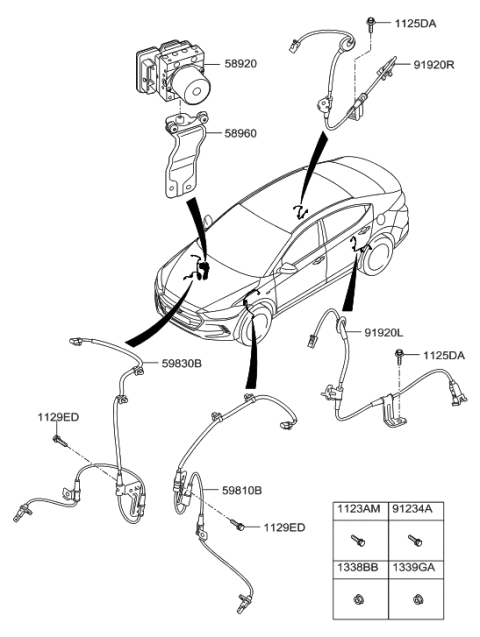 2004 Hyundai Tiburon Cable Assembly-ABS.EXT,LH Diagram for 91920-F2500