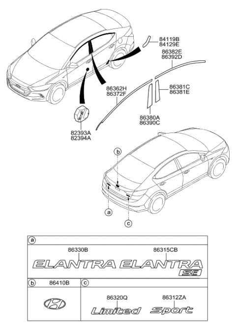 2004 Hyundai Tiburon Trunk Emblem Diagram for 86321-F2000
