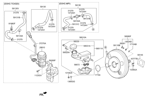 2017 Hyundai Elantra Korean made Brake Master Cylinder & Booster Diagram