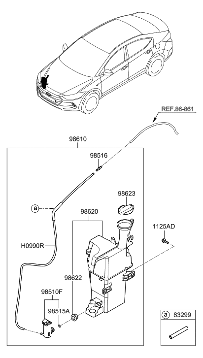 2017 Hyundai Elantra Korean made Windshield Washer Diagram