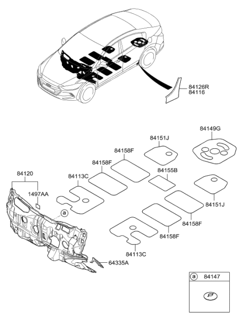 2001 Hyundai Tiburon Pad Assembly-Isolation Dash Panel Diagram for 84120-F2000