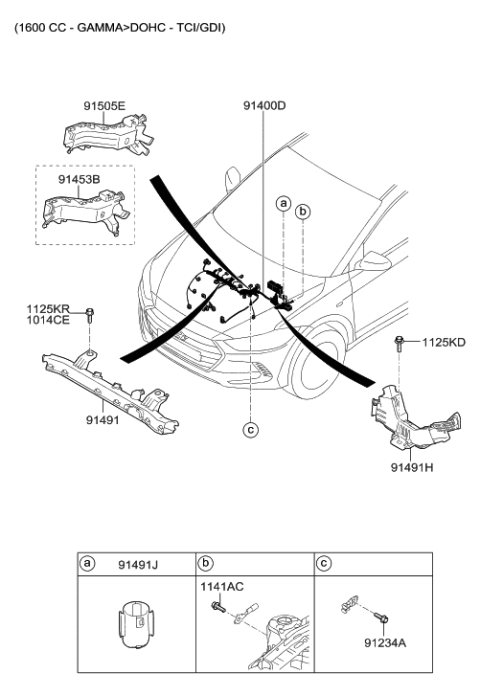 2016 Hyundai Elantra Wiring Assembly-Control Diagram for 91430-F2235