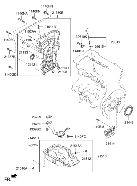 2018 Hyundai Elantra Belt Cover & Oil Pan Diagram 2