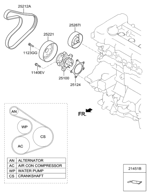 2017 Hyundai Elantra Korean made Coolant Pump Diagram 2