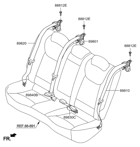 2018 Hyundai Elantra Buckle Assembly-Rear Seat Belt,LH Diagram for 89830-F2000-TRY