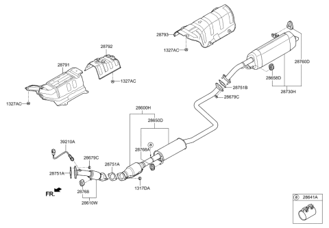 2001 Hyundai Tiburon Front Muffler Assembly Diagram for 28610-F2400
