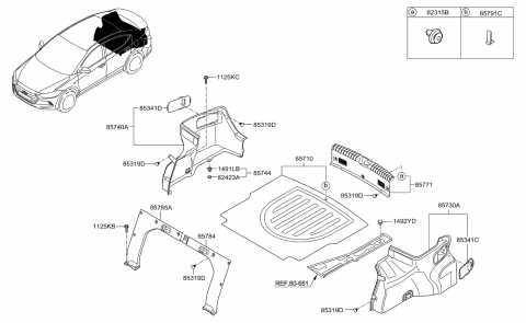 2018 Hyundai Elantra Mat Assembly-Luggage Covering Diagram for 85710-F2100-MC