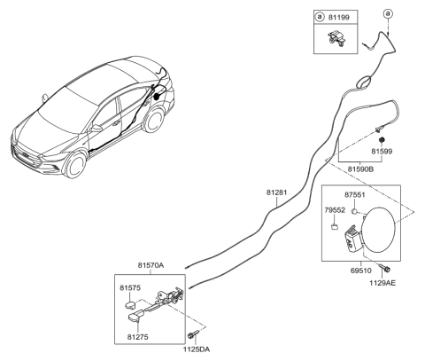 2017 Hyundai Elantra Cable Assembly-Trunk Lid Release Diagram for 81280-F2000