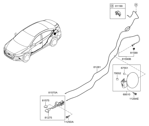 2017 Hyundai Elantra Korean made Fuel Filler Door Diagram