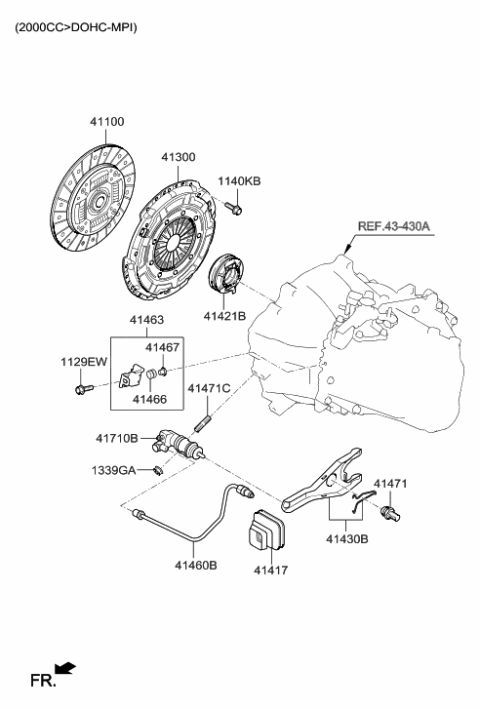 2016 Hyundai Elantra Korean made Clutch & Release Fork Diagram 2