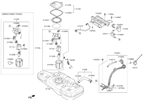 2004 Hyundai Tiburon Air Filter Diagram for 31453-F2500