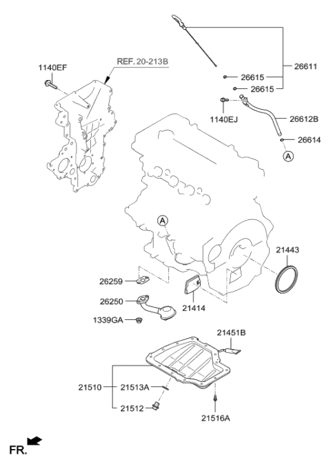 2016 Hyundai Elantra Belt Cover & Oil Pan Diagram 1