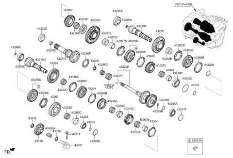 2001 Hyundai Tiburon Bearing-Taper Roller Diagram for 43222-2A100