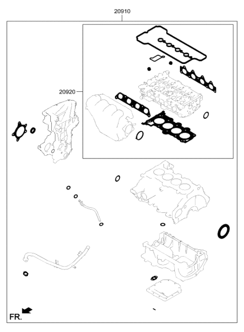 2017 Hyundai Elantra Gasket Kit-Engine Overhaul Upper Diagram for 20920-2EU13