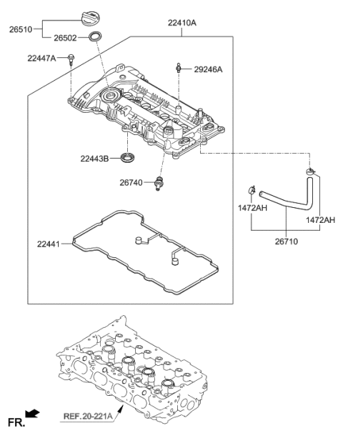 2017 Hyundai Elantra Korean made Rocker Cover Diagram 1