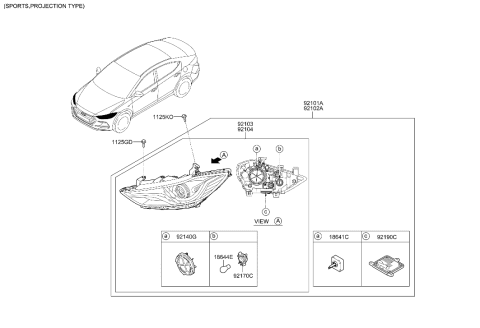 2017 Hyundai Elantra Korean made Head Lamp Diagram 2