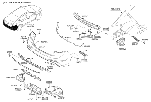 2002 Hyundai Tiburon Reflector/Reflex Assembly-Rear RH Diagram for 92406-F2400