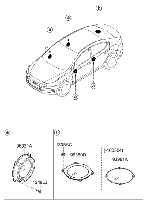 2017 Hyundai Elantra Korean made Speaker Diagram 1