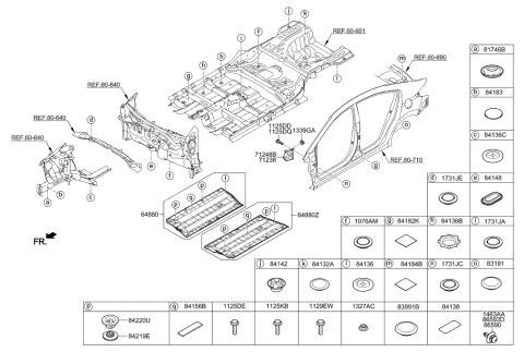 2018 Hyundai Elantra Under Cover Assembly,RH Diagram for 84145-F2000