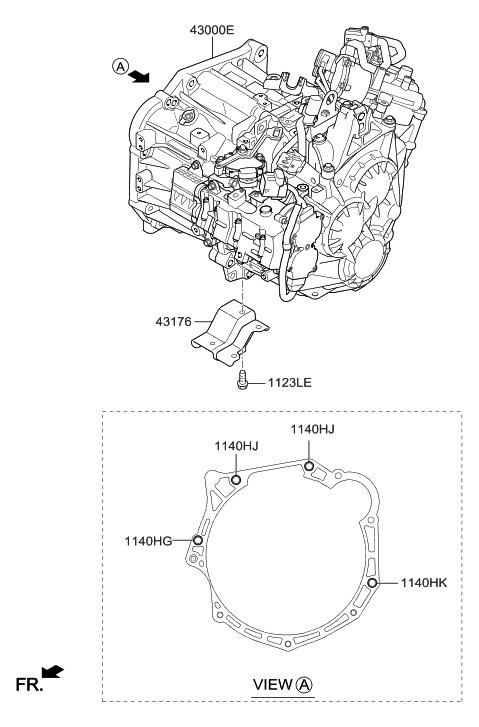 2004 Hyundai Tiburon Bracket-Roll Support,Rear Diagram for 43176-2D018