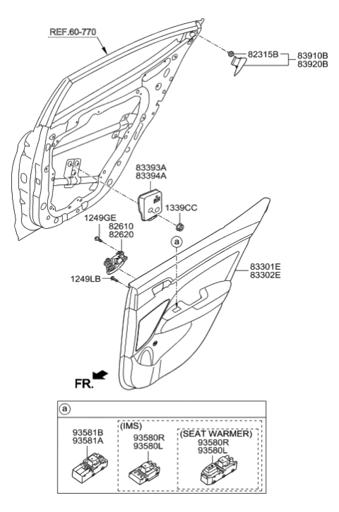 2017 Hyundai Elantra Korean made Rear Door Trim Diagram