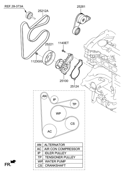 2017 Hyundai Elantra Korean made Coolant Pump Diagram 1