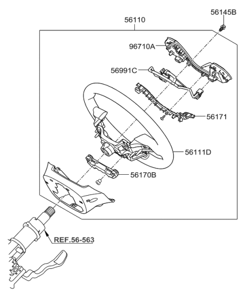 2002 Hyundai Tiburon Steering Remote Control Switch Assembly Diagram for 96700-F2030