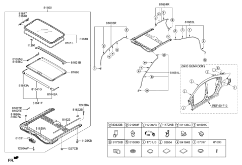 2001 Hyundai Tiburon Rail Assembly-Sunroof Drip Diagram for 81621-A7200