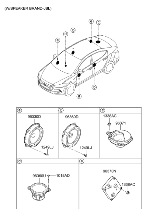 2001 Hyundai Tiburon Subwoofer Speaker Assembly Diagram for 96380-F2100