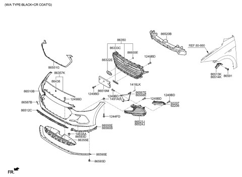 2017 Hyundai Elantra Korean made Front Bumper Diagram 2