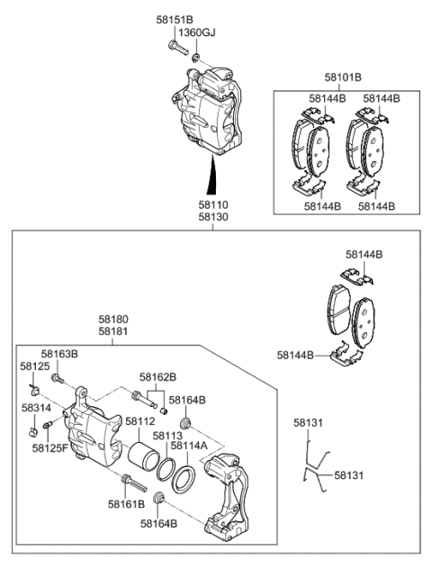 2016 Hyundai Elantra Brake Assembly-Front,LH Diagram for 58110-F2500