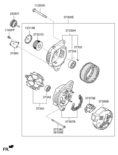 2017 Hyundai Elantra Korean made Alternator Diagram 1