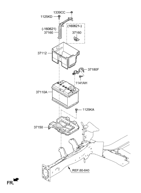 2002 Hyundai Tiburon Battery Sensor Assembly Diagram for 37180-F2500