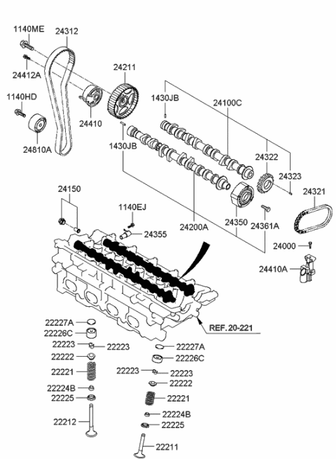 2012 Hyundai Elantra Touring Camshaft & Valve Diagram