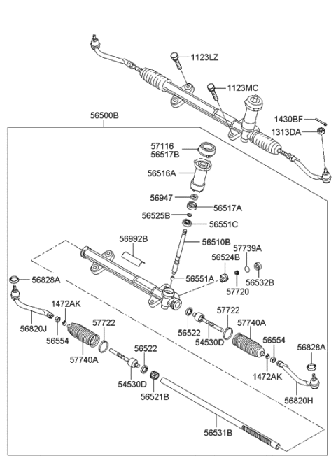 2011 Hyundai Elantra Touring Steering Gear Box Diagram