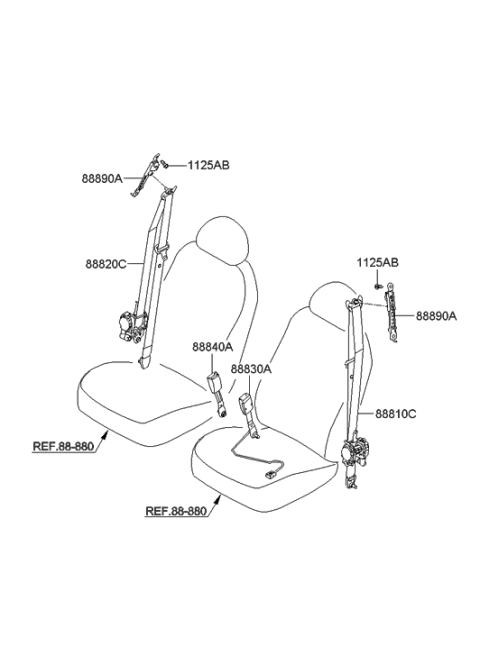 2011 Hyundai Elantra Touring Front Seat Belt Assembly Right Diagram for 88820-2L510-9K