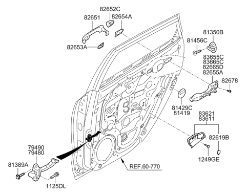 2010 Hyundai Elantra Touring Checker Assembly-Rear Door,RH Diagram for 79490-2L000