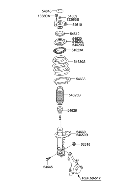 2008 Hyundai Tucson Strut Assembly, Front, Right Diagram for 54661-2L200