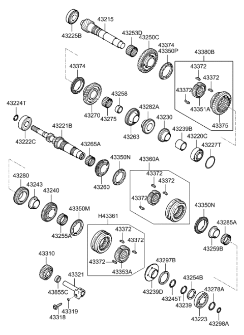 2009 Hyundai Tucson Hub & Sleeve-Synchronizer(3&4) Diagram for 43370-32300