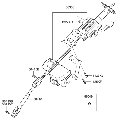 2009 Hyundai Elantra Touring Steering Column & Shaft Diagram