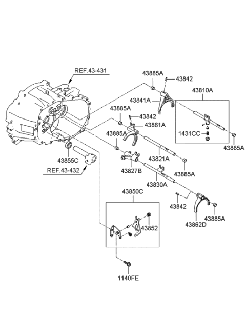 2011 Hyundai Tucson Fork-Shift(3&4) Diagram for 43861-23202