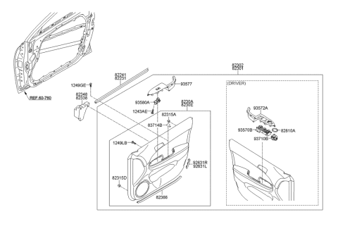 2010 Hyundai Elantra Touring Panel Complete-Front Door Trim,RH Diagram for 82302-2L300-UA