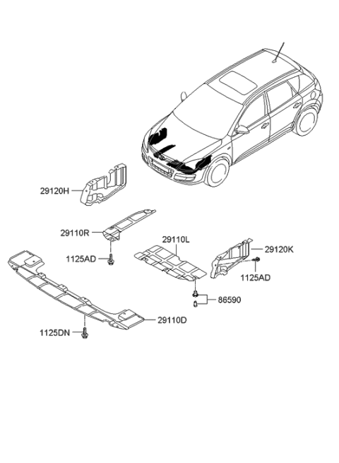 2008 Hyundai Elantra Touring Cover Assembly-Engine Under Front Diagram for 29110-2L200