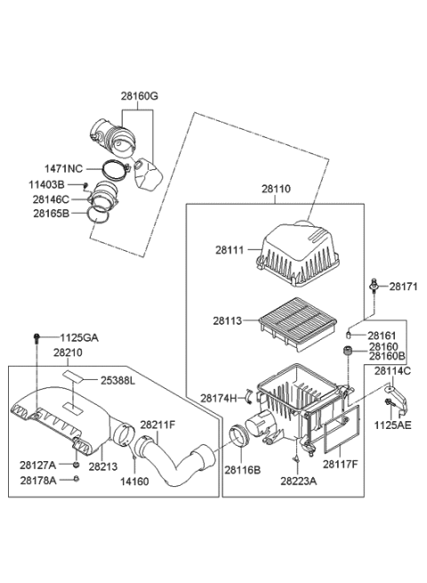 2009 Hyundai Elantra Touring Air Cleaner Diagram