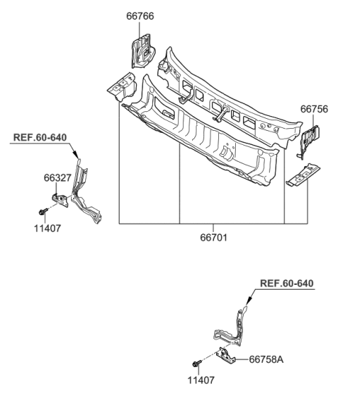 2011 Hyundai Elantra Touring Bracket Assembly-Fender Mounting,LH Diagram for 64515-2L010